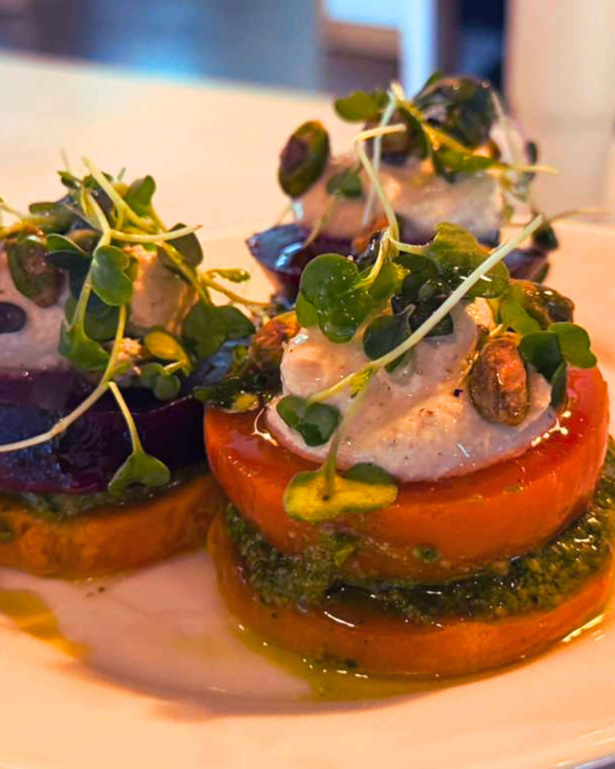 Sweet Potato & Beet Stacks, freshly plated